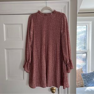 High neck mini dress with sleeves